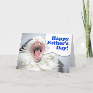 Tarjeta Festiva Feliz padre de un gato gracioso gritando humor