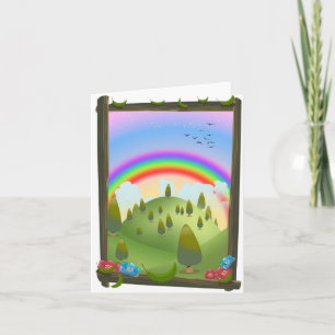 Tarjeta Festiva Feliz paisaje arcoiris