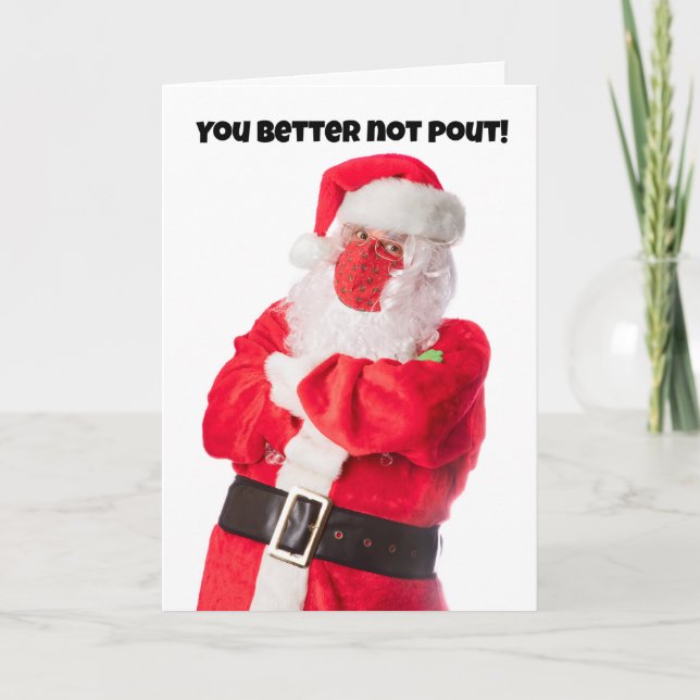 Tarjeta Festiva Feliz Papá Noel navideño mejor máscara facial que  (Anverso)
