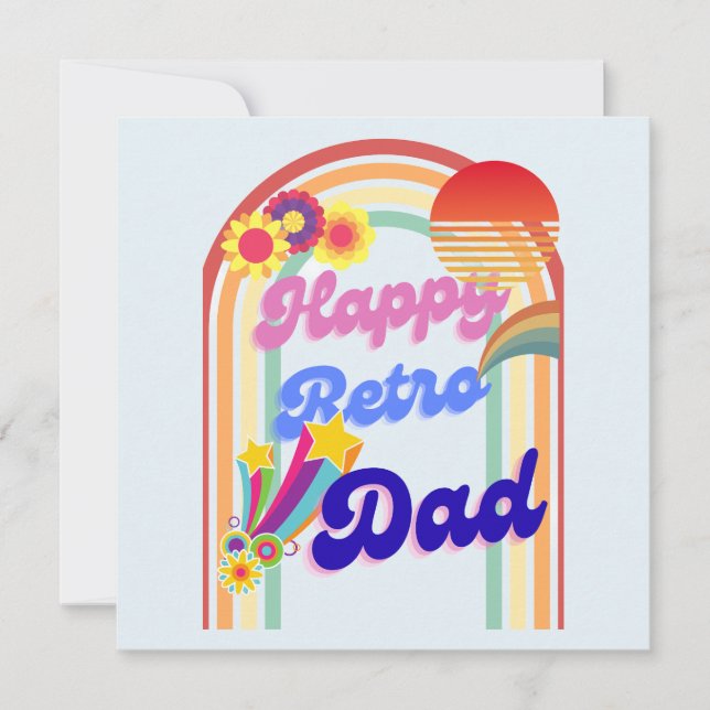 Tarjeta Festiva Feliz papá retro (Anverso)