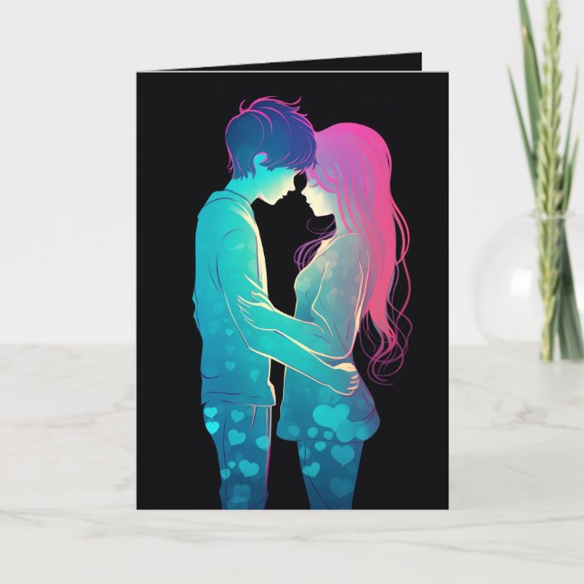 Tarjeta Festiva Feliz pareja de San Valentín (Anverso)