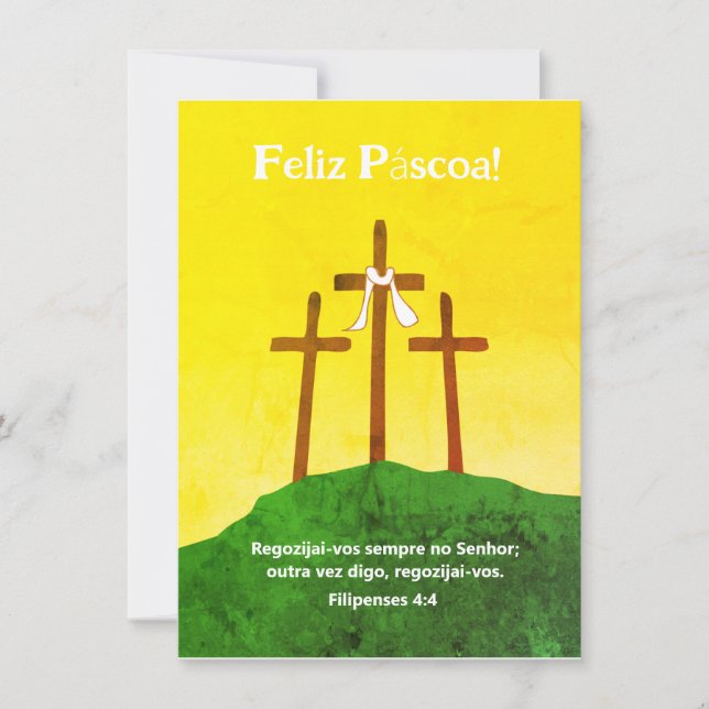 Tarjeta Festiva Feliz Pascoa Cartao Cristão Pascua Portugués (Anverso)