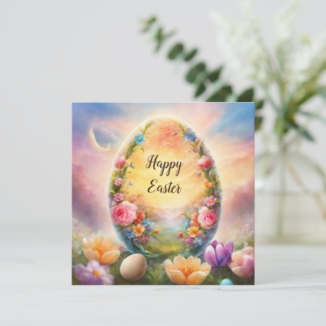 Tarjeta Festiva Feliz Pascua (Anverso de pie)