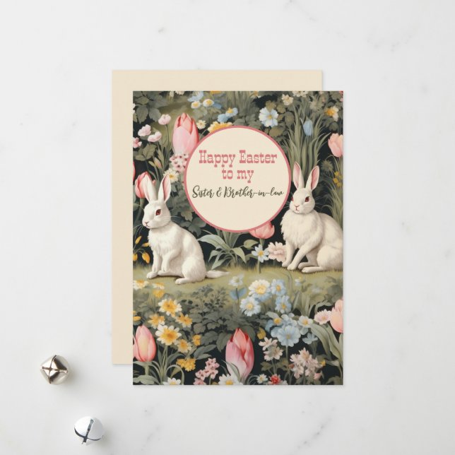 Tarjeta Festiva Feliz Pascua a hermana y cuñado (Anverso/Reverso In Situ)