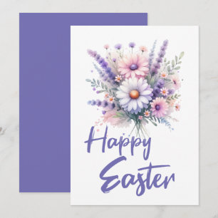 Tarjeta Festiva Feliz Pascua acuática Primavera Flor Bouquet