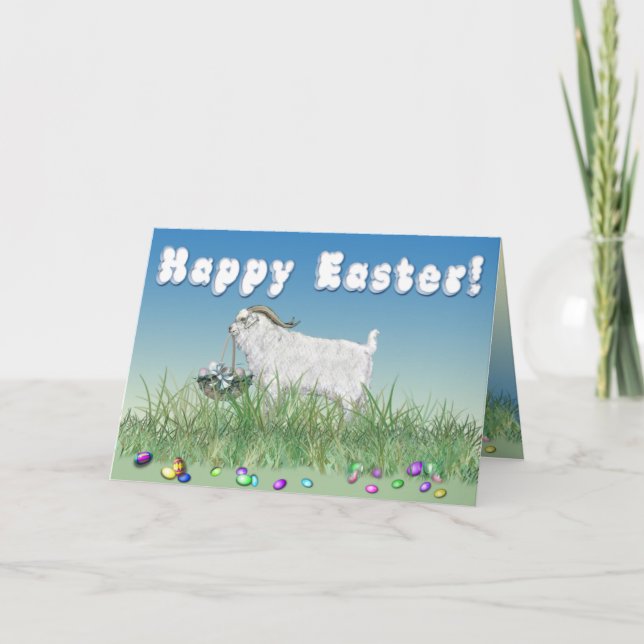 Tarjeta Festiva Feliz Pascua Angora Buck (Anverso)