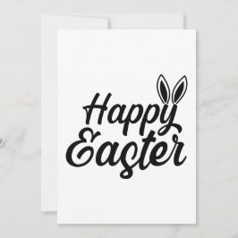 Tarjeta Festiva Feliz Pascua, Arejas Conejitas En Texto Negro