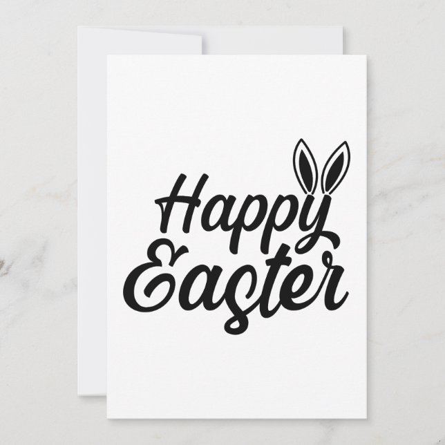 Tarjeta Festiva Feliz Pascua, Arejas Conejitas En Texto Negro (Anverso)