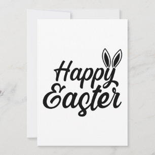 Tarjeta Festiva Feliz Pascua, Arejas Conejitas En Texto Negro