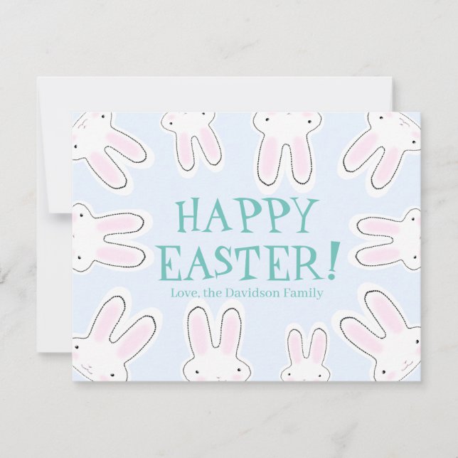 Tarjeta Festiva Feliz Pascua azul pálido lindo personalizado de co (Anverso)