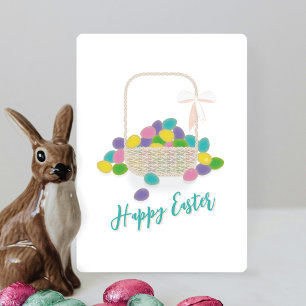 Tarjeta Festiva Feliz Pascua Canasta de Mimbre y Huevos de Pastel 
