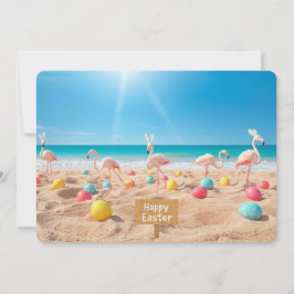 Tarjeta Festiva Feliz Pascua Caza de Huevos de Pascua de Flamenco 
