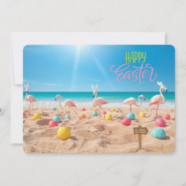 Tarjeta Festiva Feliz Pascua Caza de Huevos de Pascua de Flamenco 