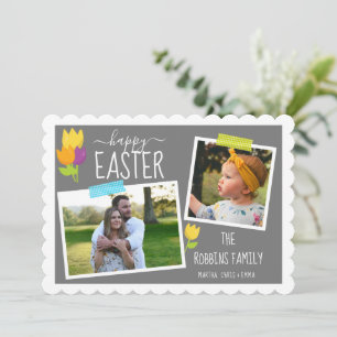 Tarjeta Festiva Feliz Pascua Cinta Washi de Foto Personalizada Tul