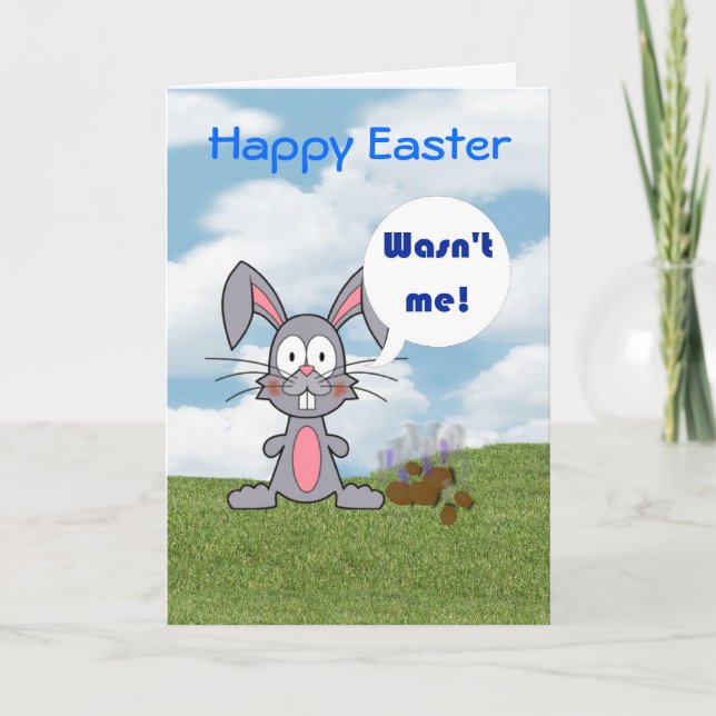 Tarjeta Festiva Feliz Pascua con humor de conejo (Anverso)