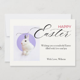 Tarjeta Festiva Feliz Pascua con un Conejito Lindo