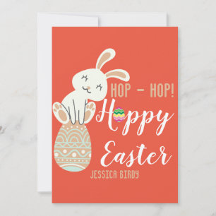 Tarjeta Festiva Feliz Pascua, conejito de Pascua simple y linda fa