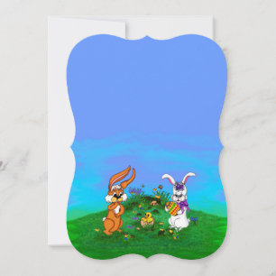 Tarjeta Festiva ¡Feliz Pascua! Conejo con conejo y pollo