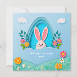 Tarjeta Festiva Feliz Pascua   Conejo de Pascua y Floral Caprichos