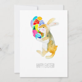 Tarjeta Festiva Feliz Pascua, conejo Fanny y huevos