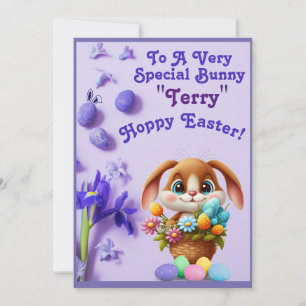 Tarjeta Festiva Feliz Pascua, Conejo, Huevos