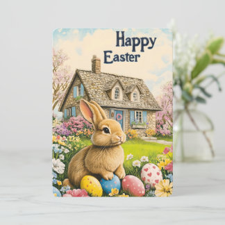 Tarjeta Festiva Feliz Pascua Cute Bunny Cards