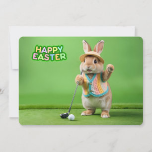 Tarjeta Festiva Feliz Pascua de Isla Hilton Head Golf Bunny