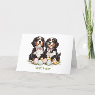 Tarjeta Festiva Feliz Pascua de los perros de montaña de Bernese h