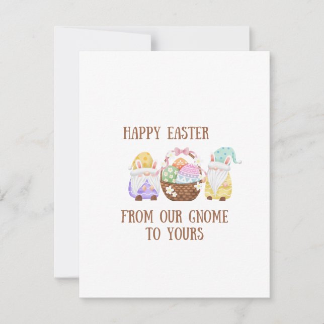 Tarjeta Festiva Feliz Pascua de nuestra Gnome a la tuya en un  (Anverso)