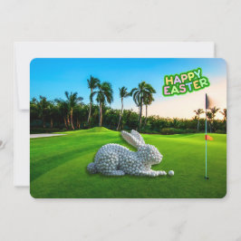 Tarjeta Festiva Feliz Pascua de parte del conejo de pelota de golf