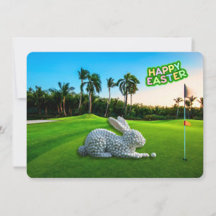 Tarjeta Festiva Feliz Pascua de parte del conejo de pelota de golf