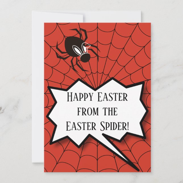 Tarjeta Festiva Feliz Pascua desde la Araña de Pascua muchos huevo (Anverso)