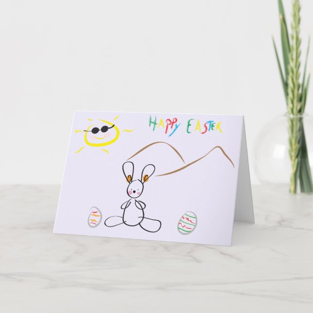 Tarjeta Festiva Feliz Pascua - Dibujo de niños (Anverso)
