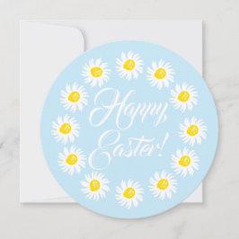Tarjeta Festiva Feliz Pascua escritura azul pálido lindo daisies f