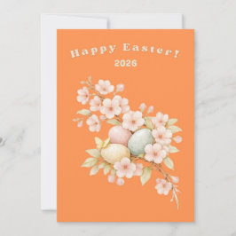 Tarjeta Festiva Feliz Pascua Floral Elegante Flor de Cerezo Primav