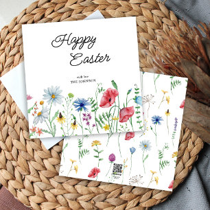 Tarjeta Festiva Feliz Pascua Flores Silvestres