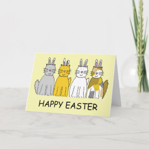 Tarjeta Festiva Feliz Pascua, gatos Personalizados vestidos como c