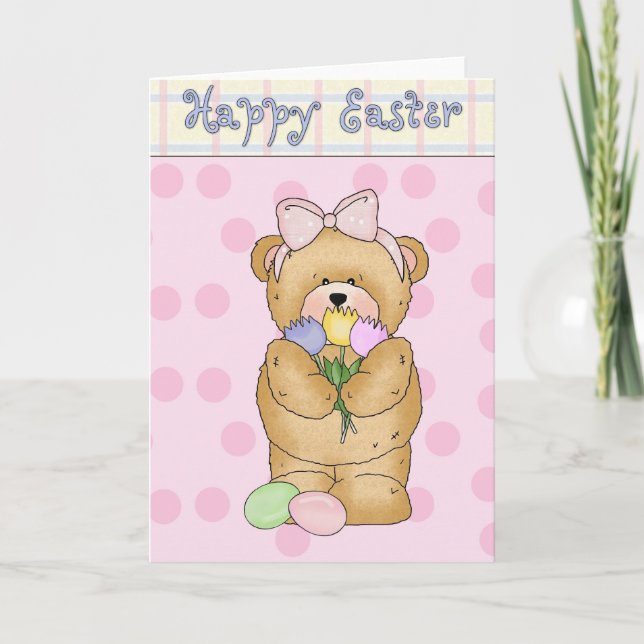 Tarjeta Festiva Feliz Pascua GIrly Bunny (Anverso)