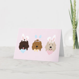 Tarjeta Festiva Feliz Pascua Goldendoodle Dogs