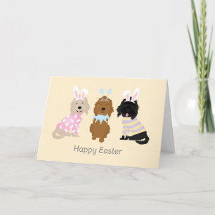 Tarjeta Festiva Feliz Pascua Goldendoodle Dogs