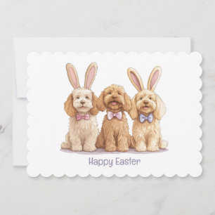 Tarjeta Festiva Feliz Pascua Goldendoodle Dogs