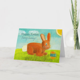 Tarjeta Festiva Feliz Pascua Graciosa Bunny Egg Meadow Spring Flow