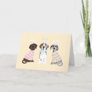 Tarjeta Festiva Feliz Pascua, grandes perros daneses