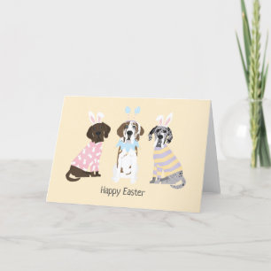 Tarjeta Festiva Feliz Pascua, grandes perros daneses