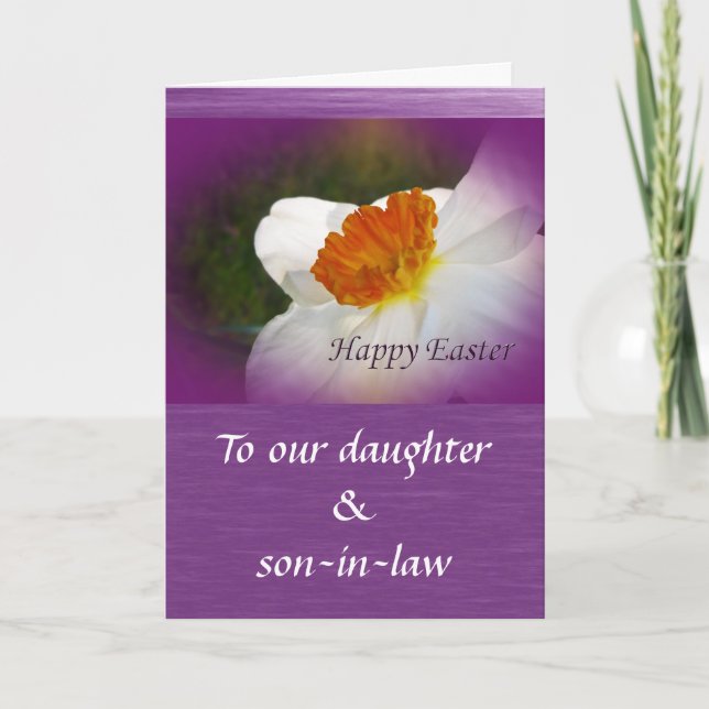 Tarjeta Festiva Feliz Pascua, hija de Narciso, yerno (Anverso)
