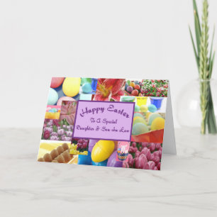 Tarjeta Festiva Feliz Pascua, hija e hijo en la ley