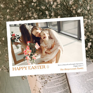 Tarjeta Festiva Feliz Pascua huevos Familia foto elegante simple