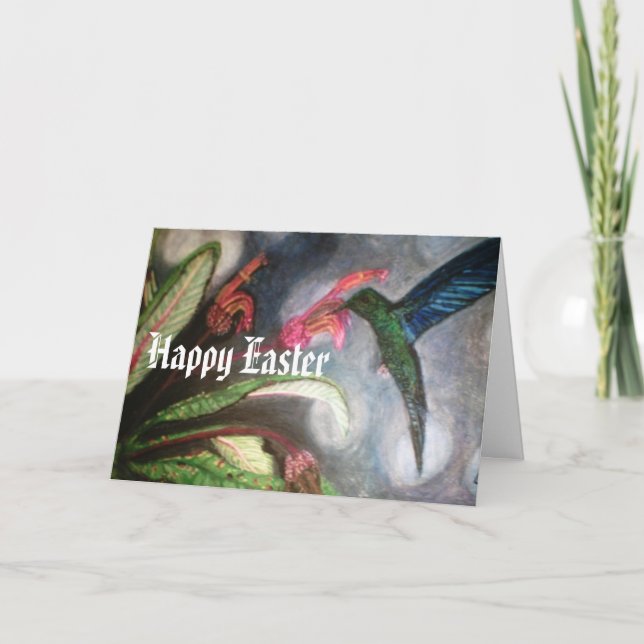 Tarjeta Festiva Feliz Pascua, HUMMING BIRD card (Anverso)