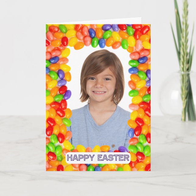 Tarjeta Festiva Feliz Pascua Jelly Bean Frame Cualquier Imagen Aqu (Anverso)