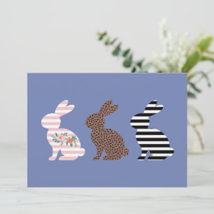 Tarjeta Festiva Feliz Pascua Linda Pascua Leopardo Conejo Conejito